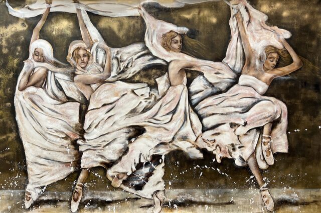 Gemälde Dancing with the rain in 220x150 cm von Dhira Barein