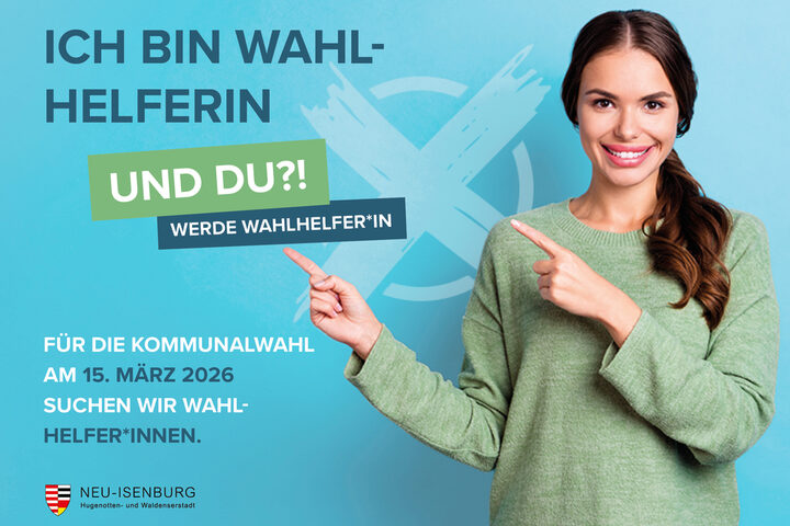 Plakat zur Bewerbung von Wahlhelferinnen und Wahlhelfern