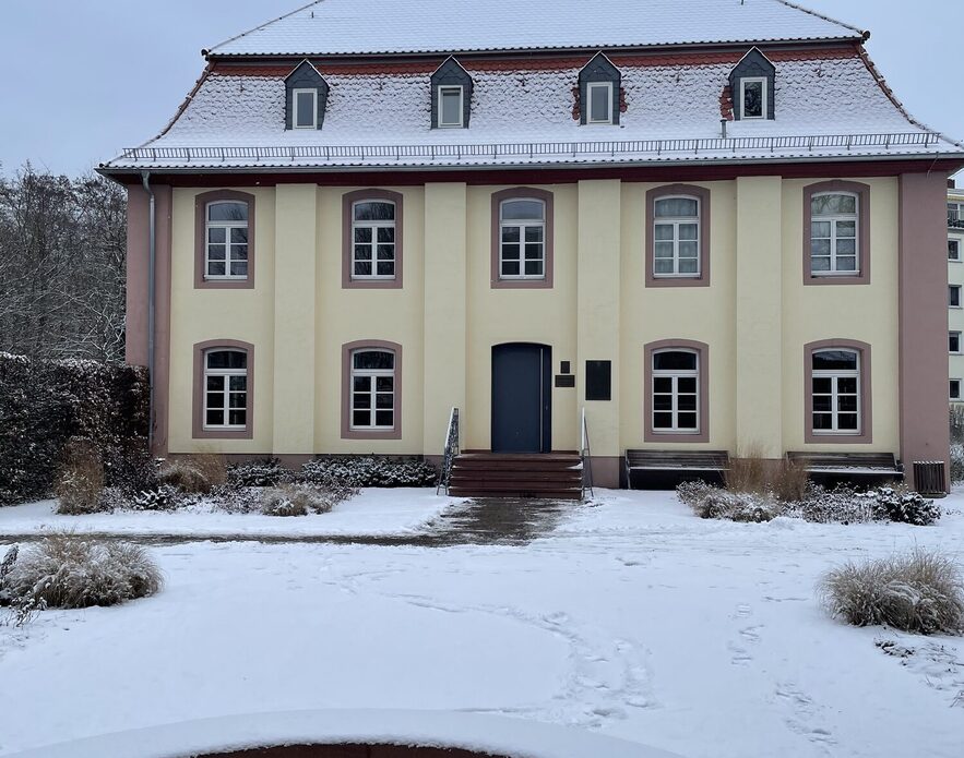 Bansamühle umgeben von Schnee