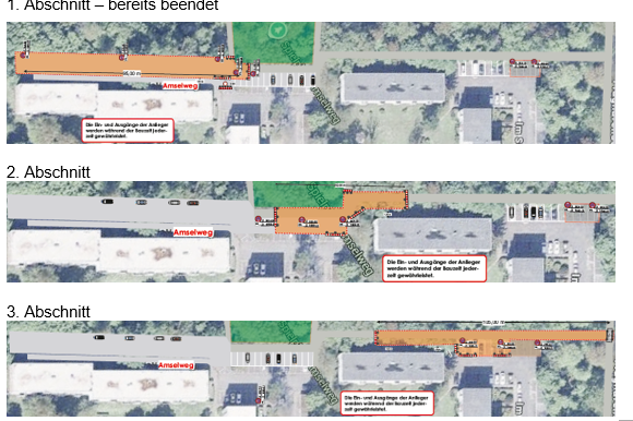Bauabschnitte in 3 Stufen im Amselweg