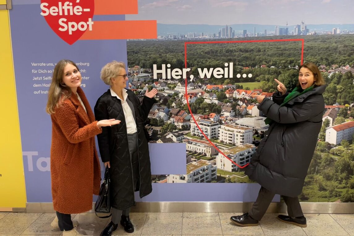 #MyIsenburg. Hier, weil die Stadt ein toller Arbeitgeber ist (Fachbereich Öffentlichkeitsarbeit, vlnr Davina Berlin, Andrea Quilling (Fachbereichsleitung) und Cornelia Doebel)