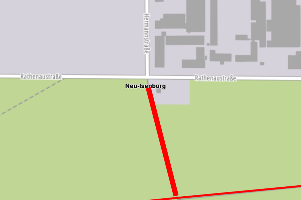 Vollsperrung Mittelschneise (rote Markierung)