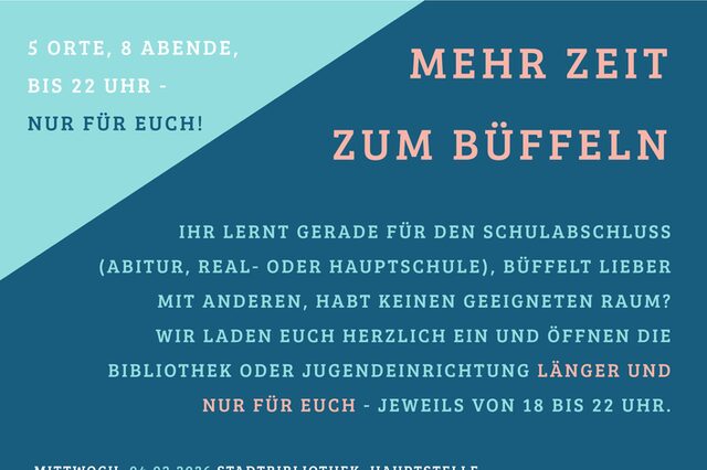 Flyer "Zeit zum Büffeln" an verschiedenen Orten