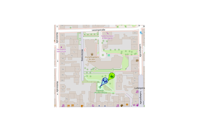 Stadtplan mit Markierung Spielplatz