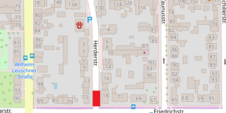 Luftbild Herderstraße mit roten Markierungen