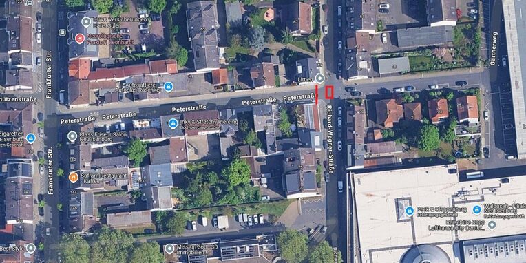 Luftbildaufnahme Peterstraße mit roter Markierung