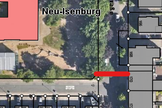 Vollsperrung zwischen Gartenstraße und Georg-Büchner-Straße ab 08. Juli (rote Kennzeichnung)