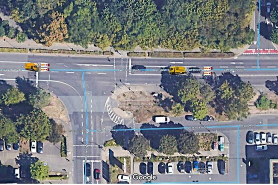 Carl-Ulrich-Straße, Standort Kanalreinigungsfahrzeug (blaue Linie)