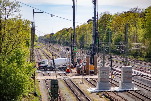 Bauarbeiten am Kreuzungsbauwerk in Neu-Isenburg