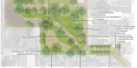 Entwurfsplan für die Neugestaltung des Quartier 2