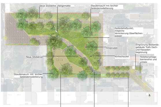 Entwurfsplan für die Neugestaltung des Quartier 2