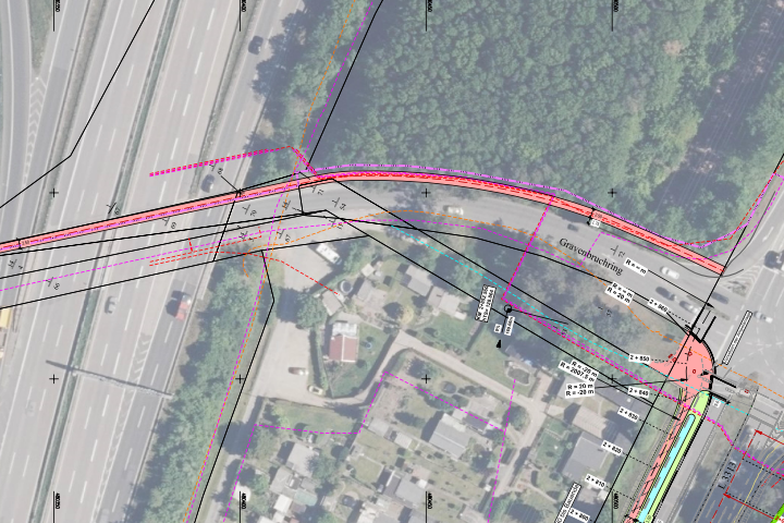 Planungsskizze Fuß- und Radverkehrsverbindung zwischen Knotenpunkt und Anschluss Waldweg