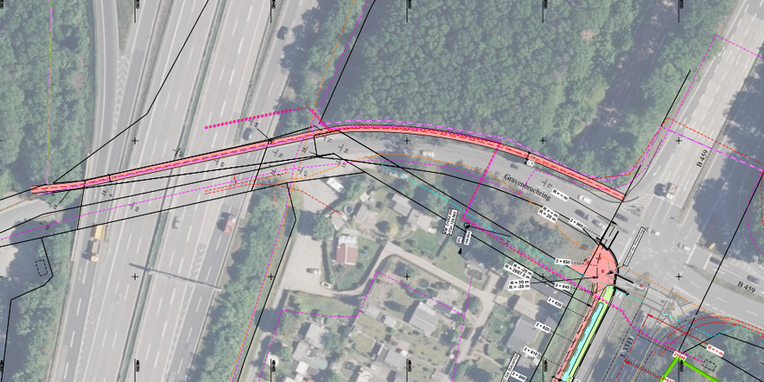 Planungsskizze Fuß- und Radverkehrsverbindung zwischen Knotenpunkt und Anschluss Waldweg