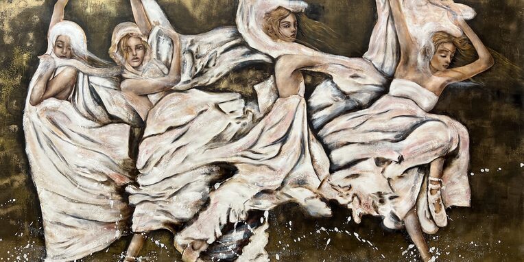 Gemälde Dancing with the rain in 220x150 cm von Dhira Barein