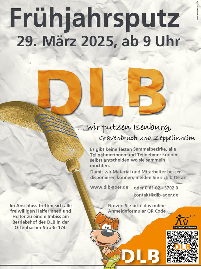 Plakat Frühjahrsputz am 29. März von 9 bis 12 Uhr